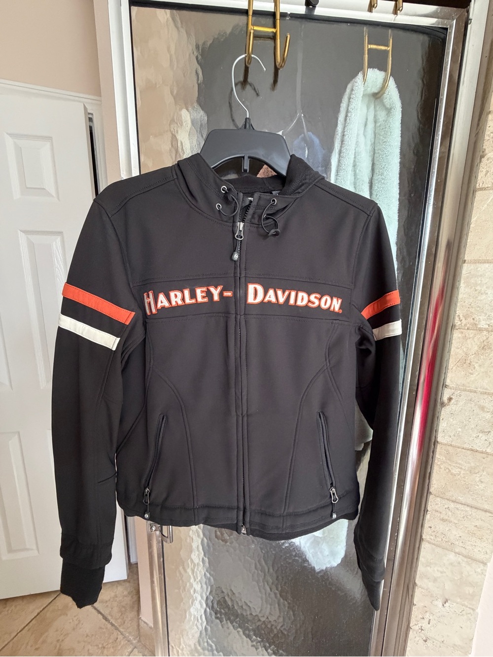 Harley-Davidson Black Kids Jacket with Orange and White Stripes